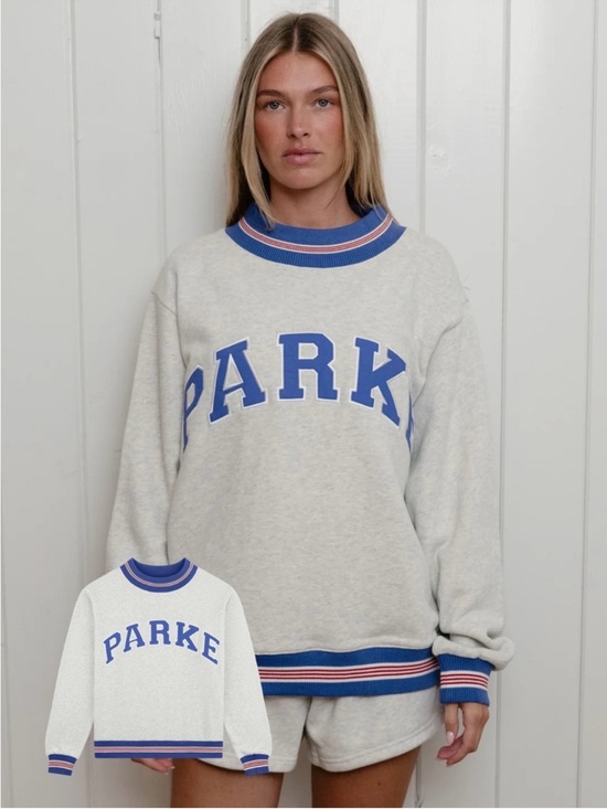 Parke Tops - PARKE Oversized Crewneck Sweatshirt Boardwalk Varsity Mockneck S/M